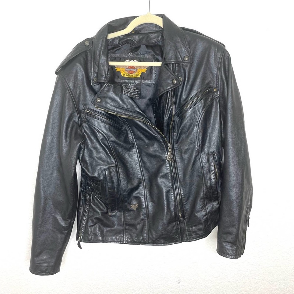 Harley Davidson Black Leather Jacket Women Size medium/Large